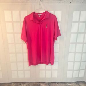 Peter Millar Hot Pink Short Sleeve Collared Golf Performance Polo Shirt Size XL